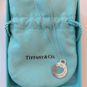 Tiffany & Co Return to Tiffany Circle Blue Heart Enamel Necklace